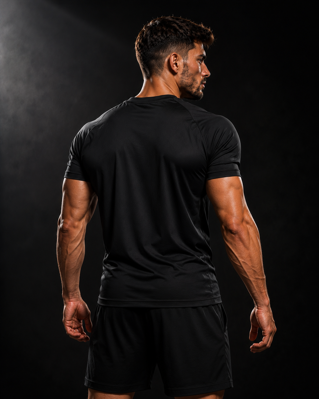 T-shirt de compression homme SSS Power noir, vue de dos