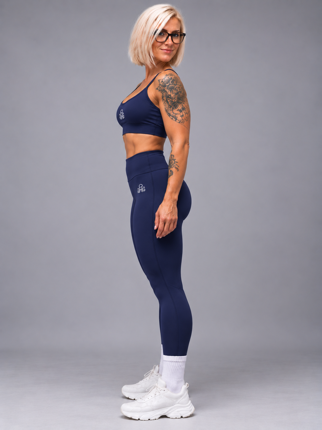 Legging taille haute SSS femme bleu marine – vue de profil