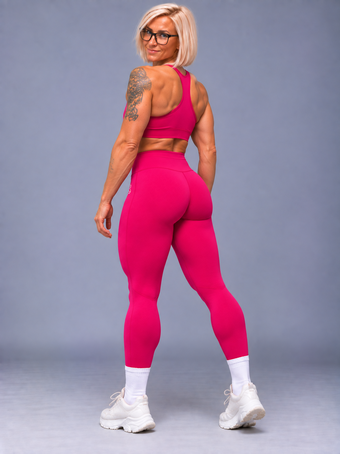 Legging taille haute SSS femme fuchsia – vue de dos