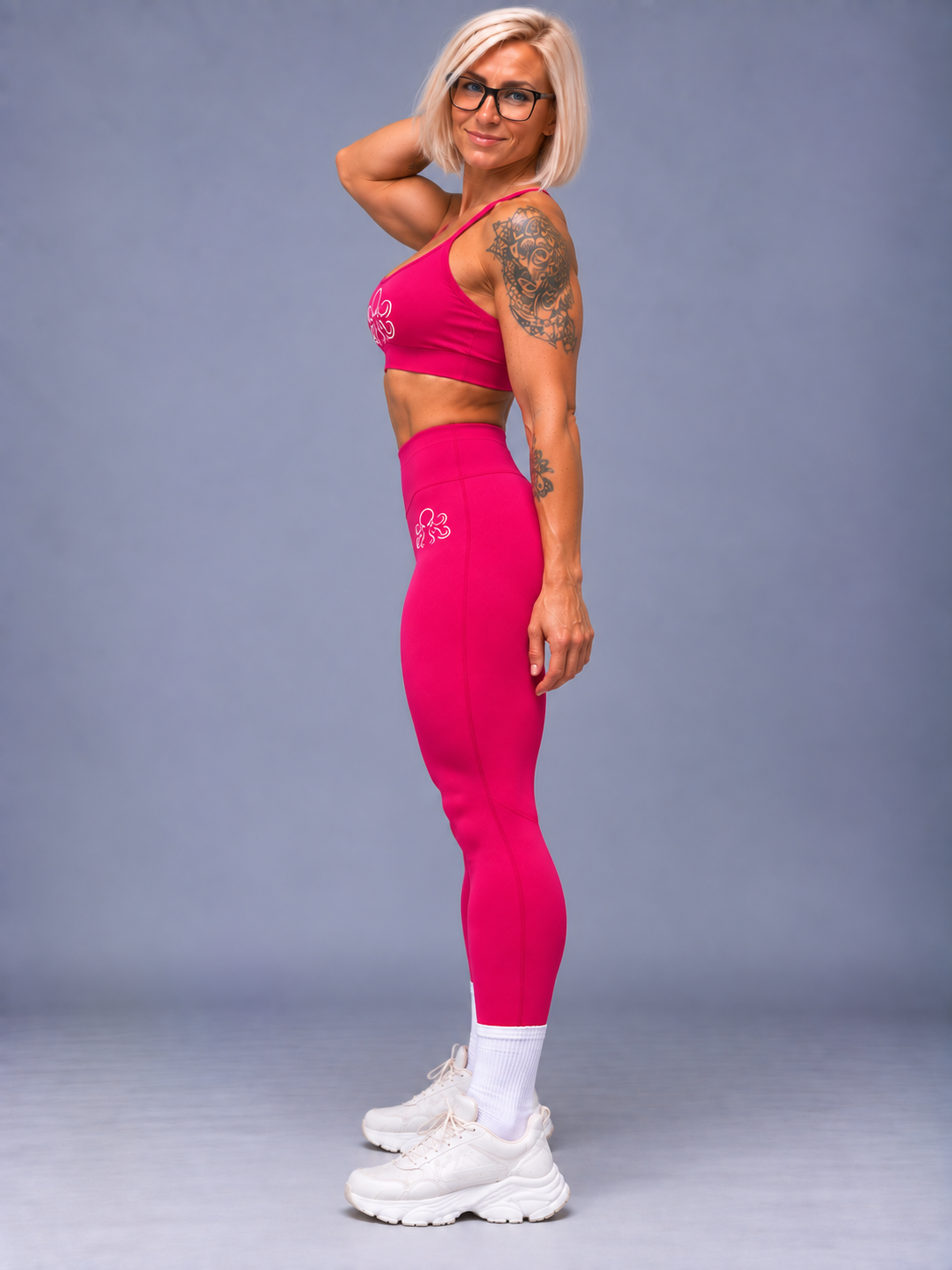 Legging taille haute SSS femme fuchsia – vue de profil