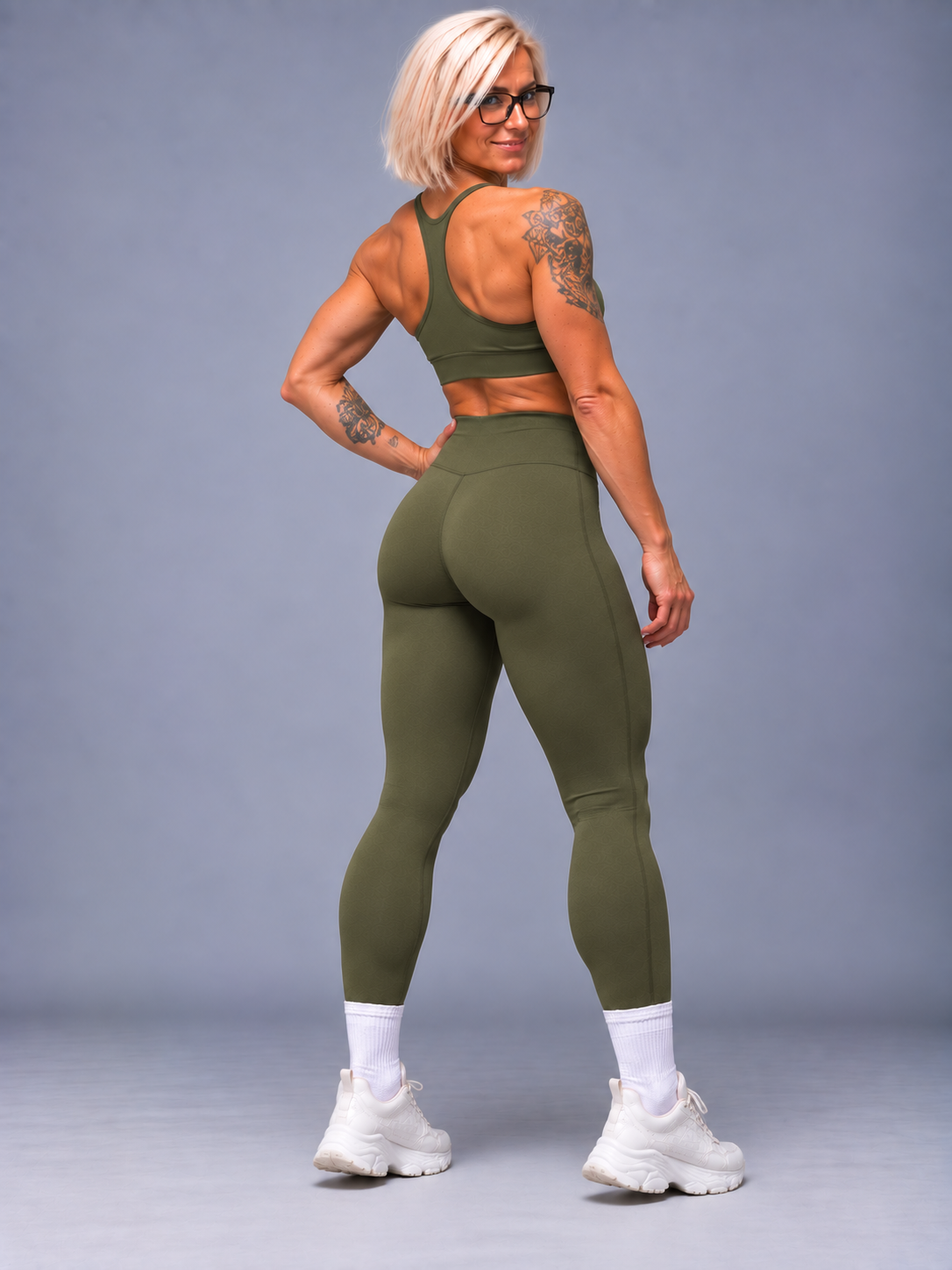 Legging taille haute SSS femme kaki – vue de dos