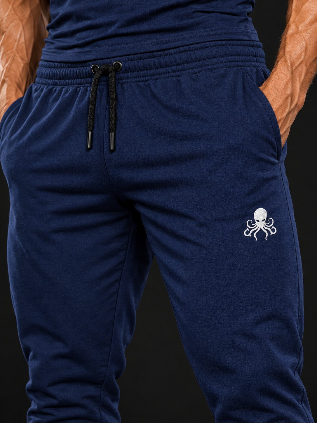 SSS Power Jogging - Bleu Marine – détail du logo pieuvre brodé